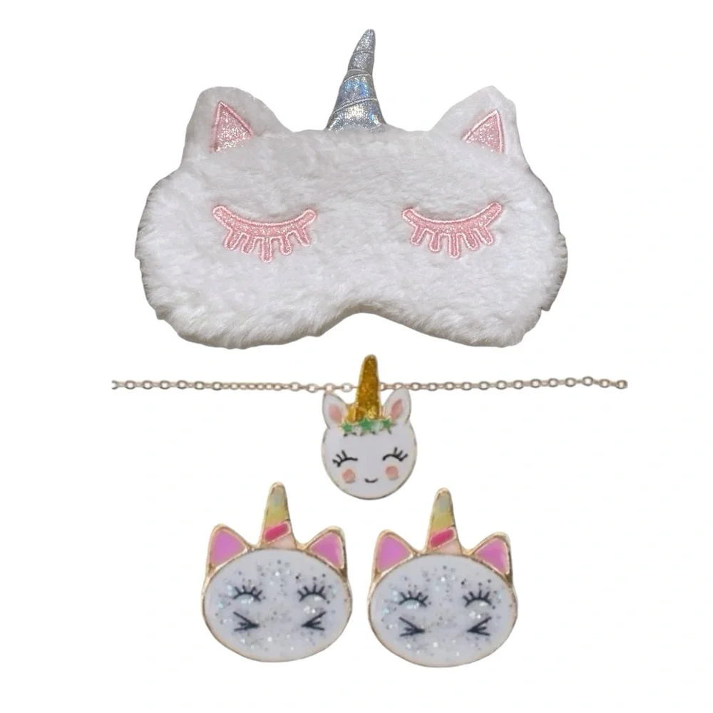 Unicorn Sleep Mask With Necklace And Earrings